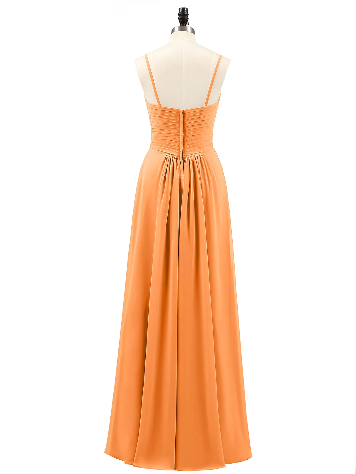 Chiffon Bridesmaid Dresses with Cascade Skirt-Orange