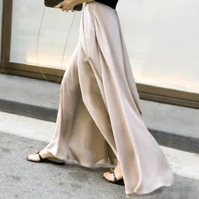 Chiffon High Waist Pure Color Loose Elastic Wide-legs Long Pants