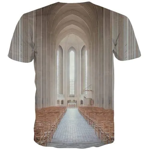 Church T shirts Men Jesus T-shirts 3d Christian Tshirts Cool Peace Tshirts Novelty Building Shirt Print Short Sleeve Full Print