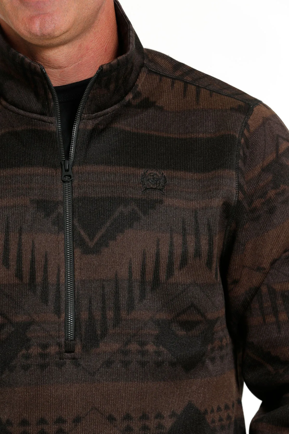 Cinch Men's Brown Half Zip Southwestern Sweater Pullover