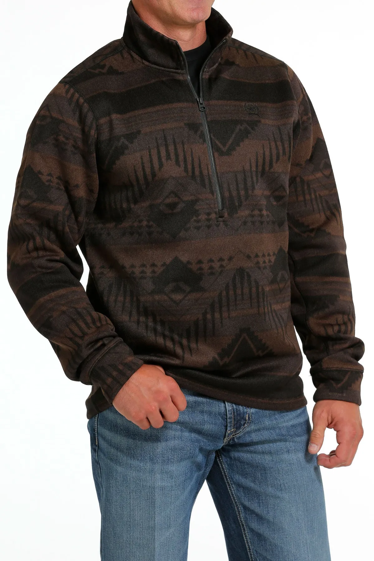 Cinch Men's Brown Half Zip Southwestern Sweater Pullover