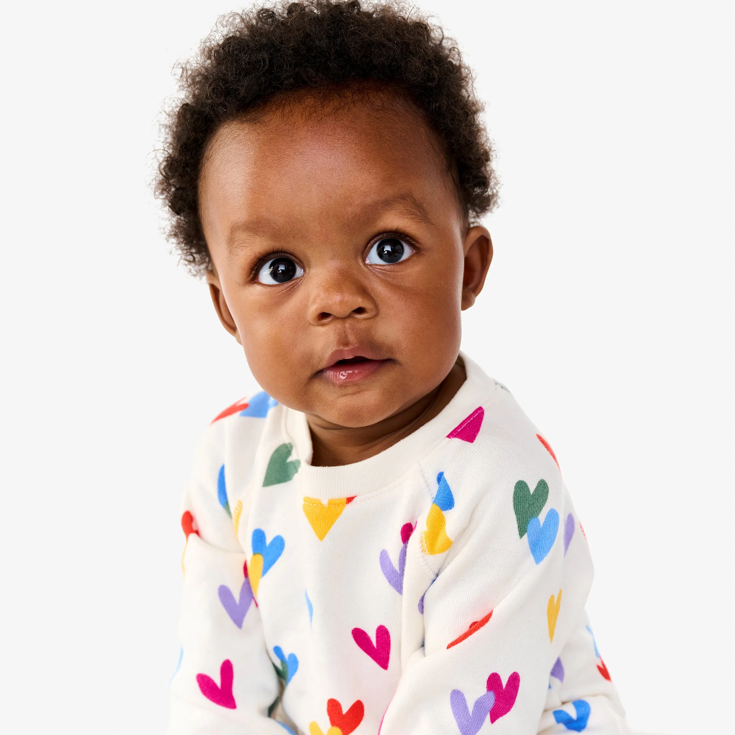 Clearance baby sweatshirt romper in confetti hearts