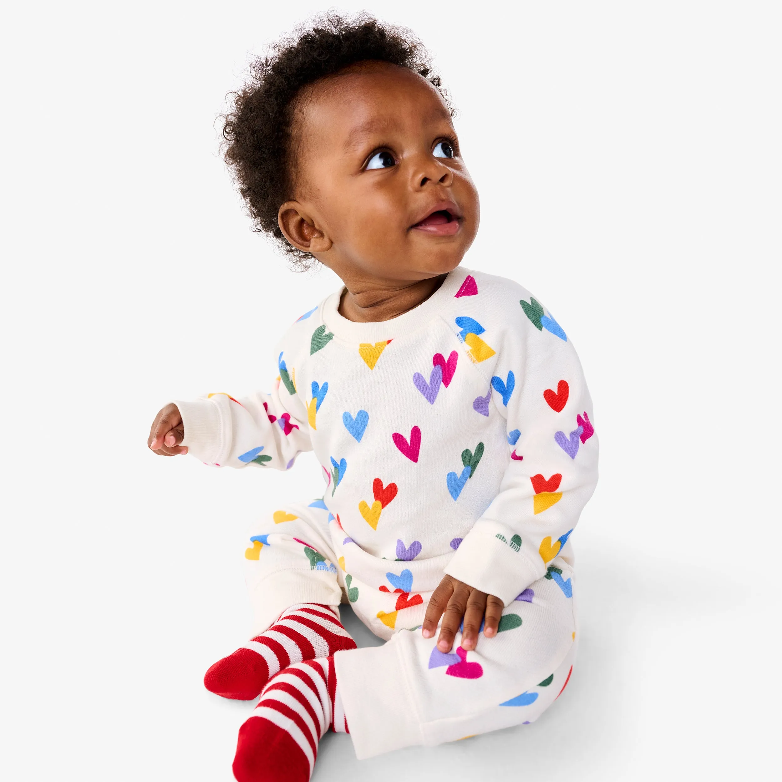 Clearance baby sweatshirt romper in confetti hearts