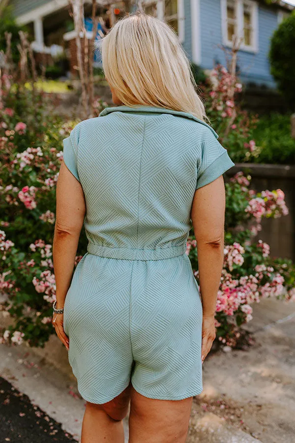 Coffee Run Cutie Romper in Light Teal Curves