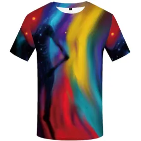 Colorful T-shirt Men Skull Tshirt Anime Space Shirt Print Short Sleeve Punk Rock