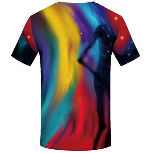 Colorful T-shirt Men Skull Tshirt Anime Space Shirt Print Short Sleeve Punk Rock