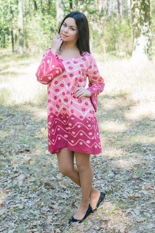 Coral Bella Tunic Style Caftan in Chevron Dots Pattern