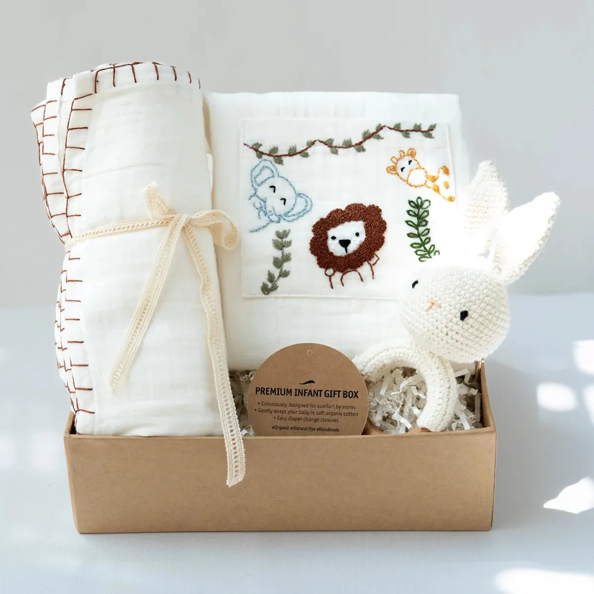 Cotton Gift Hamper For Kids | Romper & Swaddle | White