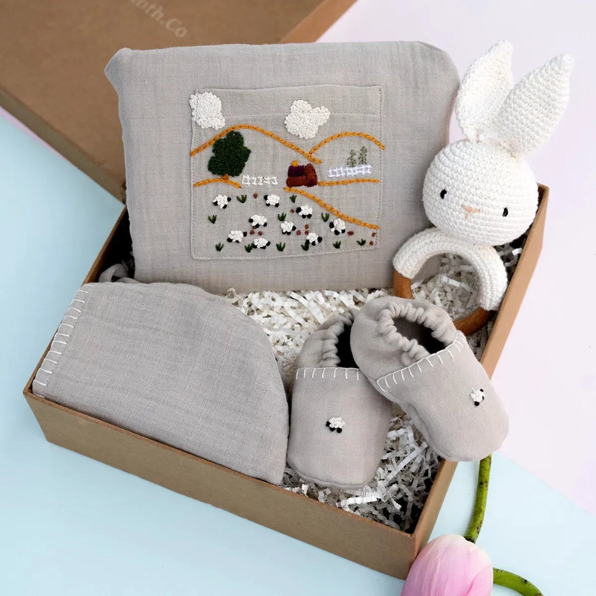 Cotton Muslin Gift Hamper For Kids | Grey