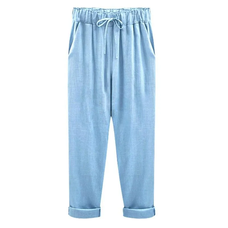 Cropped Loose Linen Pants