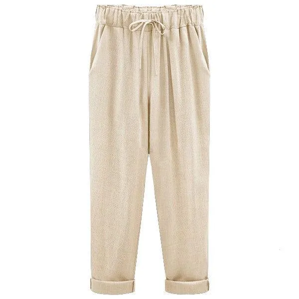 Cropped Loose Linen Pants