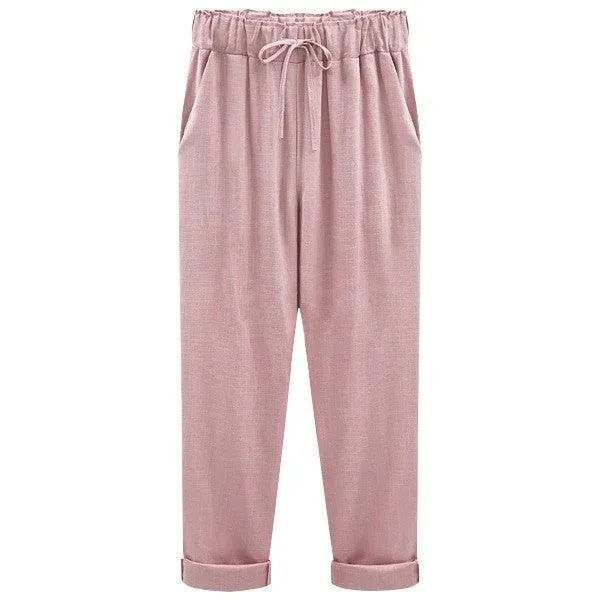 Cropped Loose Linen Pants