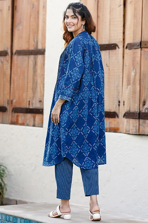 Dharan "Jasmine Tunic " Indigo Block Printed Tunic