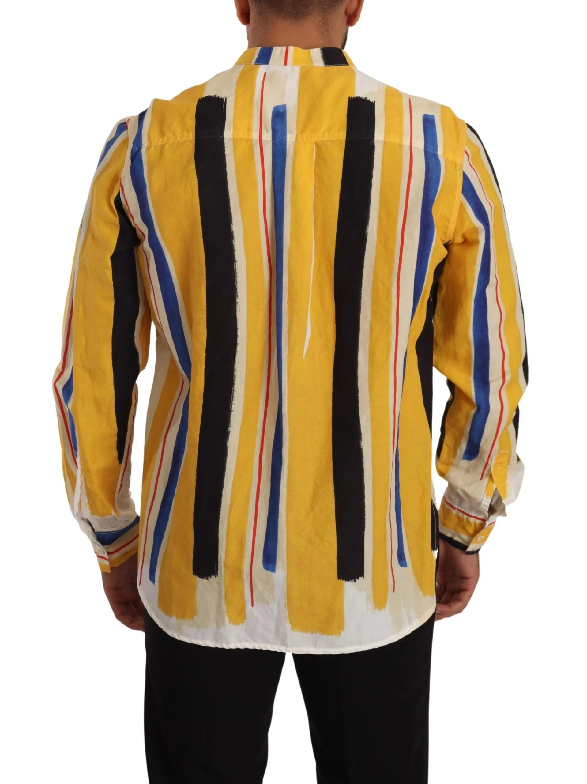 Dolce & Gabbana Elegant Yellow Striped Henley Shirt