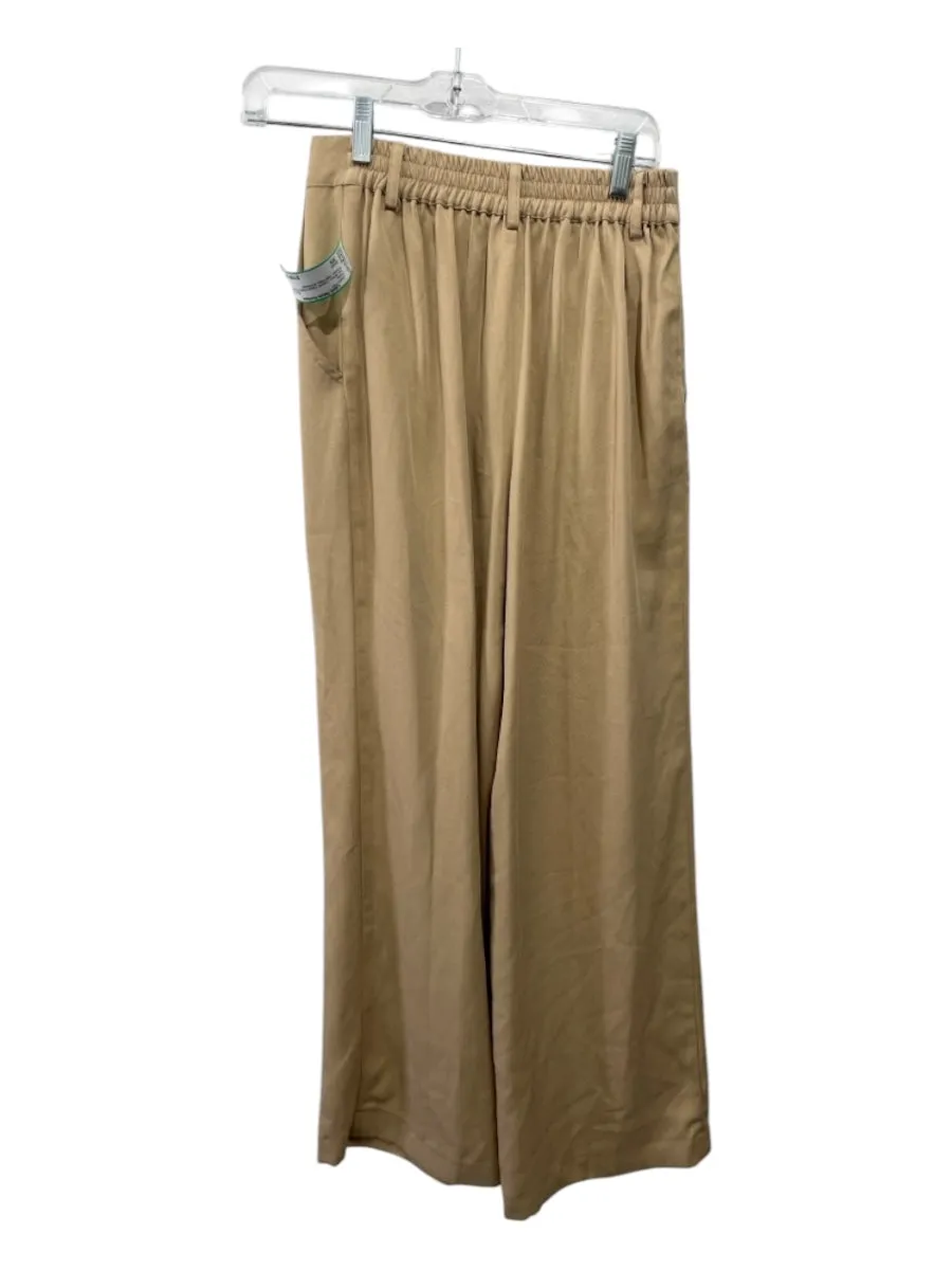 Donni Size XS Tan Brown Lyocell Elastic Waist Pleat Trouser High Rise Pants