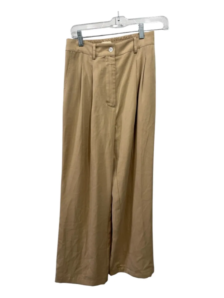 Donni Size XS Tan Brown Lyocell Elastic Waist Pleat Trouser High Rise Pants