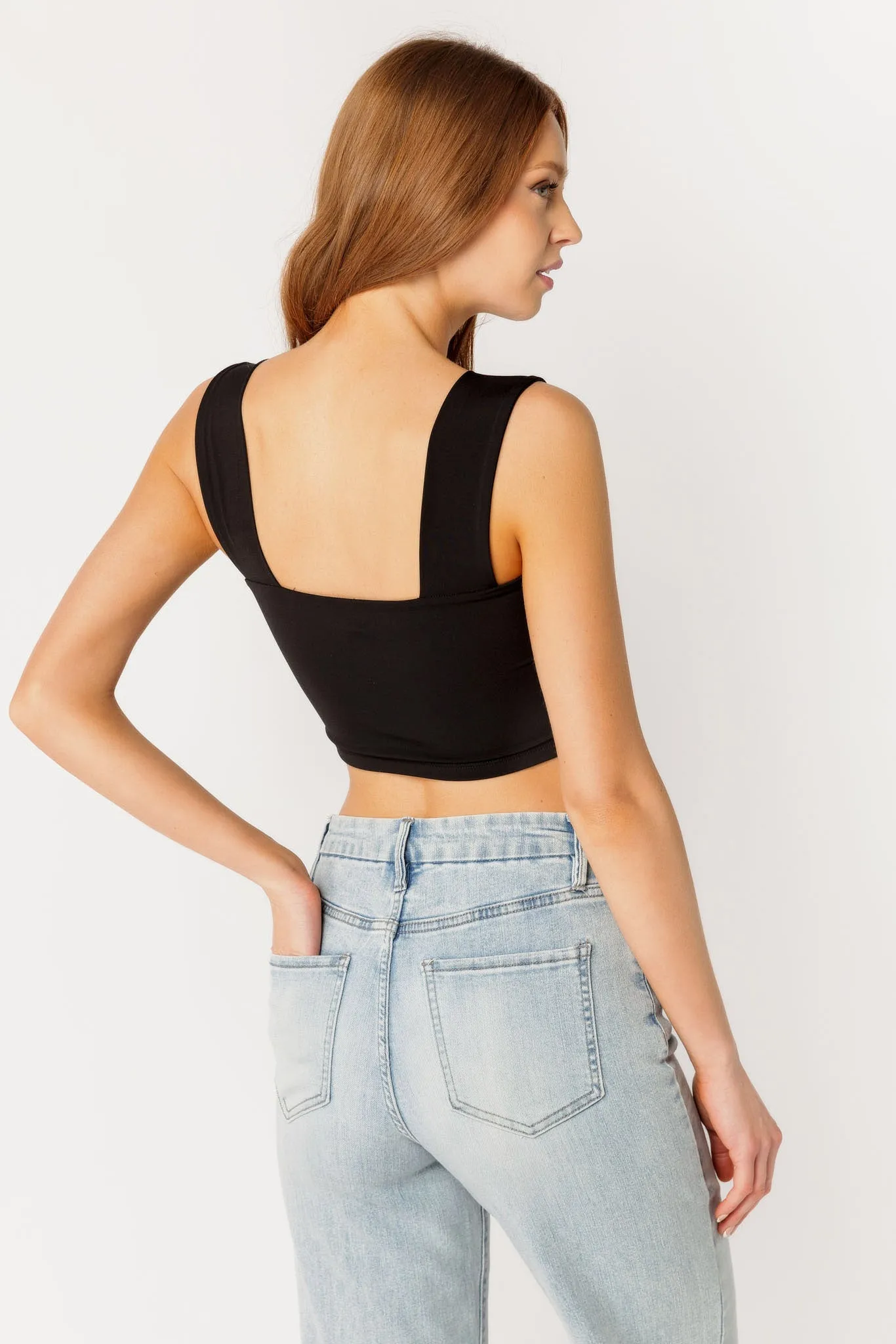 Double Layer Wide Strap Crop Top