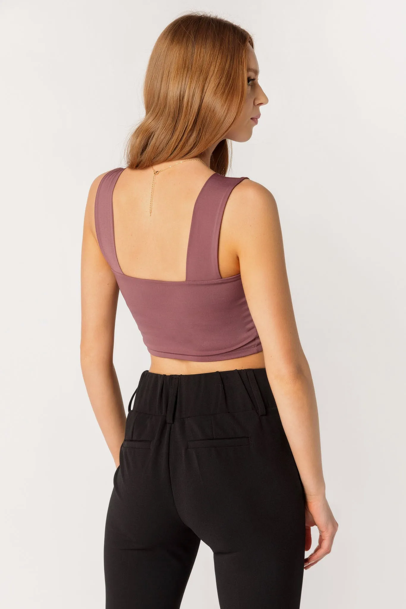 Double Layer Wide Strap Crop Top