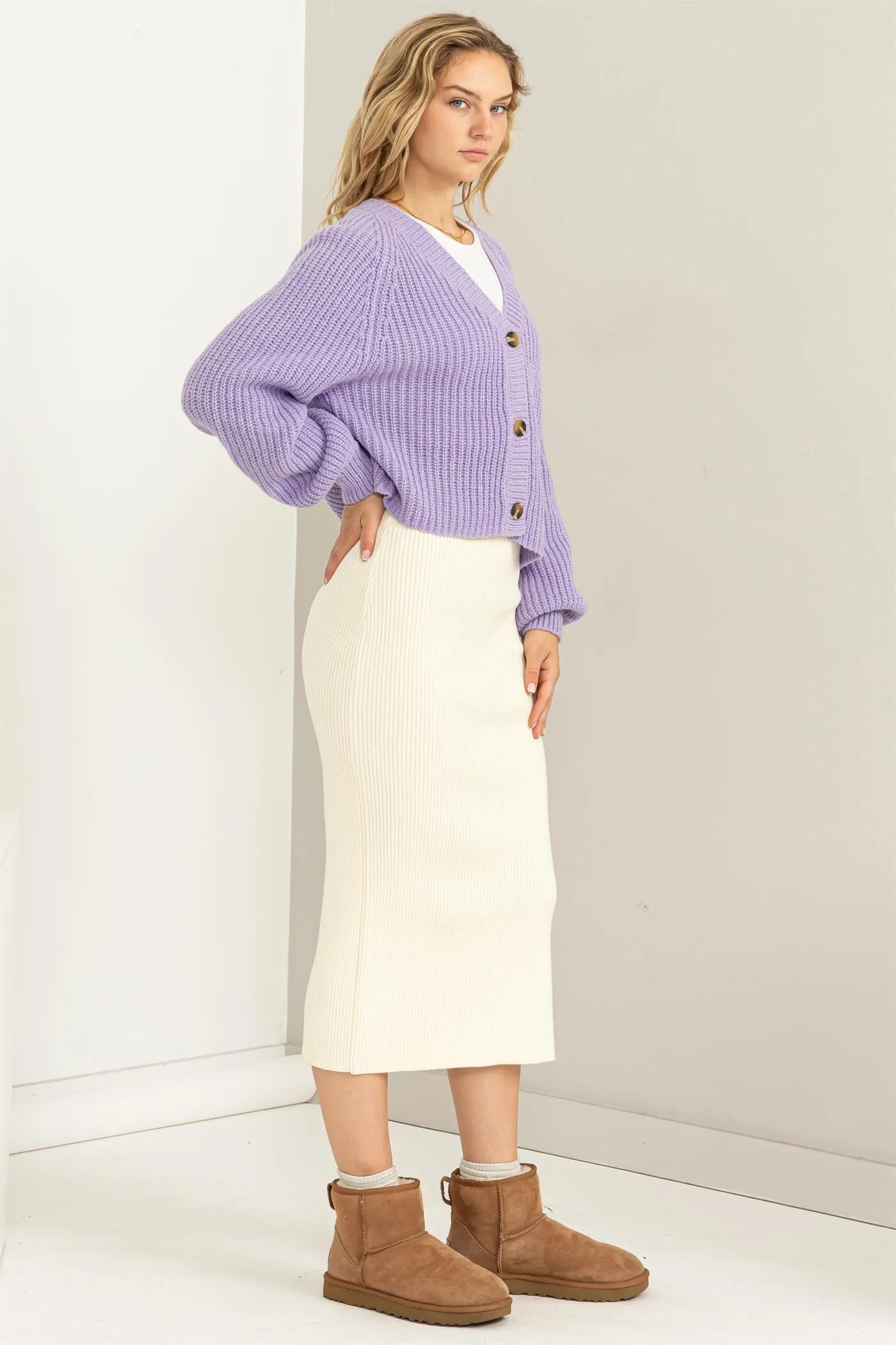 DZ23G324-High-waist Ribbed Midi Skirt