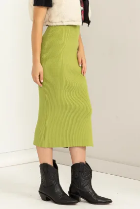 DZ23G324-High-waist Ribbed Midi Skirt