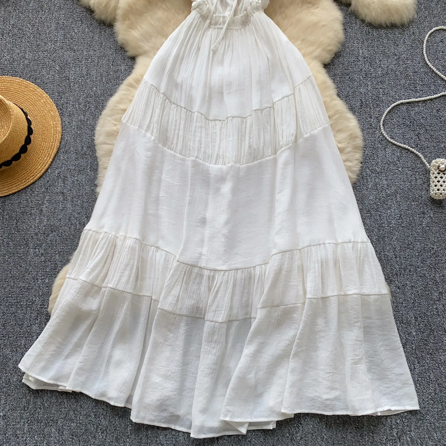 Elegant Hollowed White Slip Dress