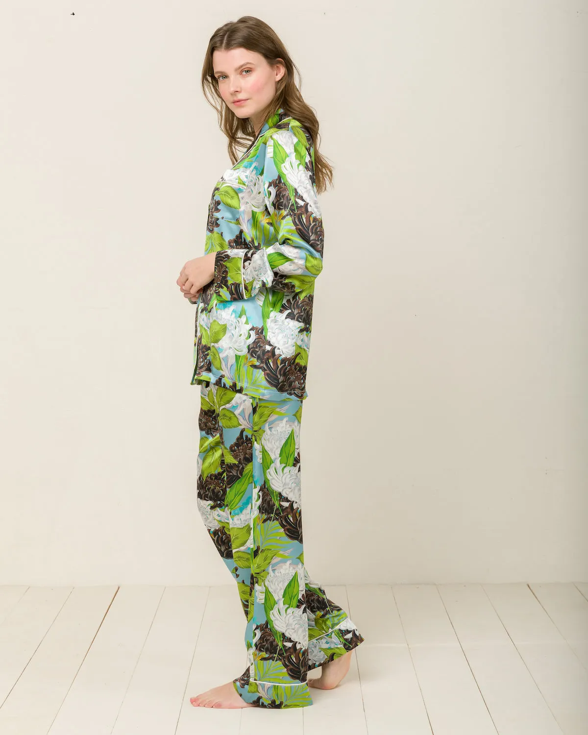 Elisabetha Silk Pyjama in Verona Garden - Top