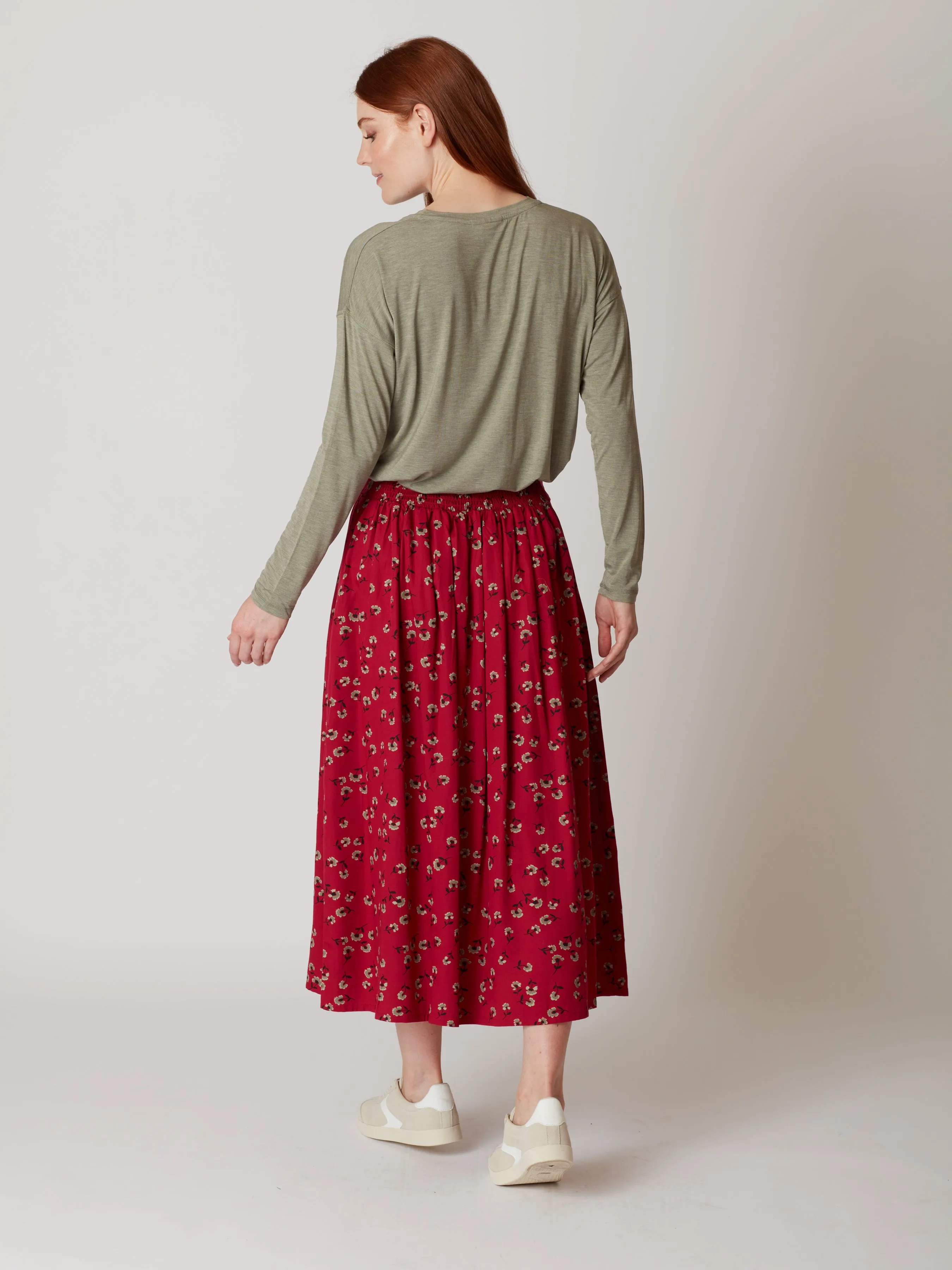 Eloise Floral Pleated Midi Skirt