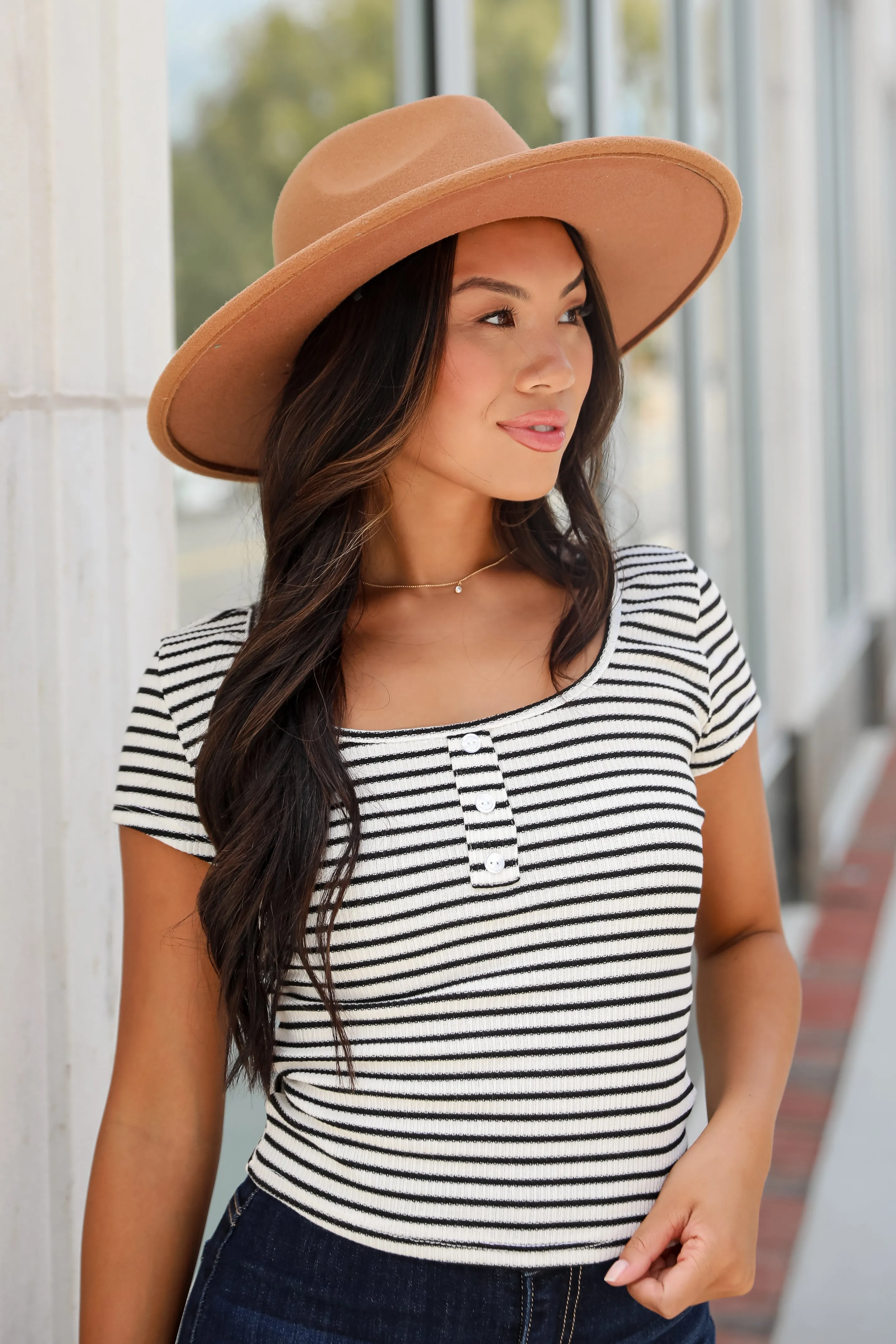 Envied Comfort Ivory Striped Knit Top - DU DEAL