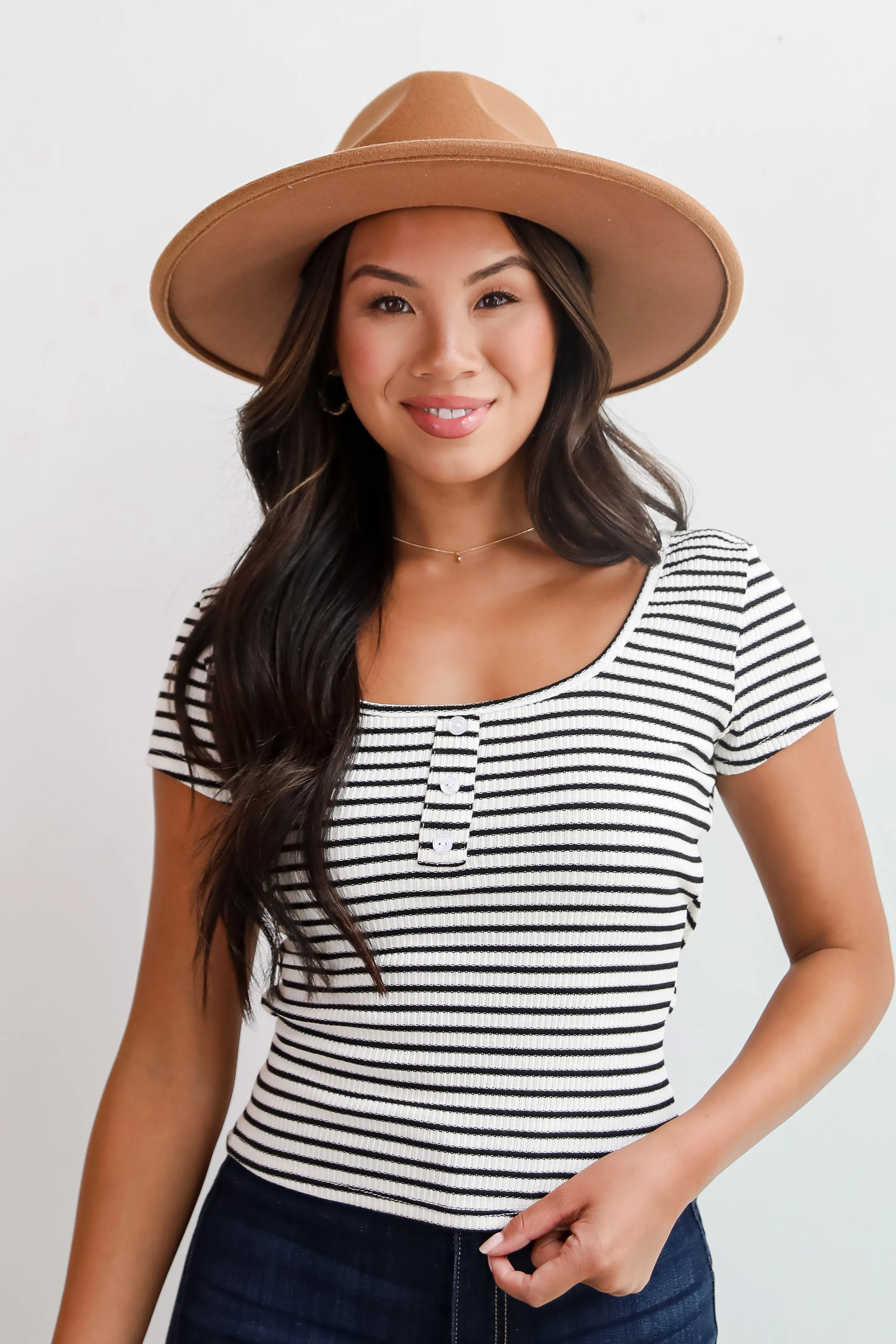 Envied Comfort Ivory Striped Knit Top - DU DEAL