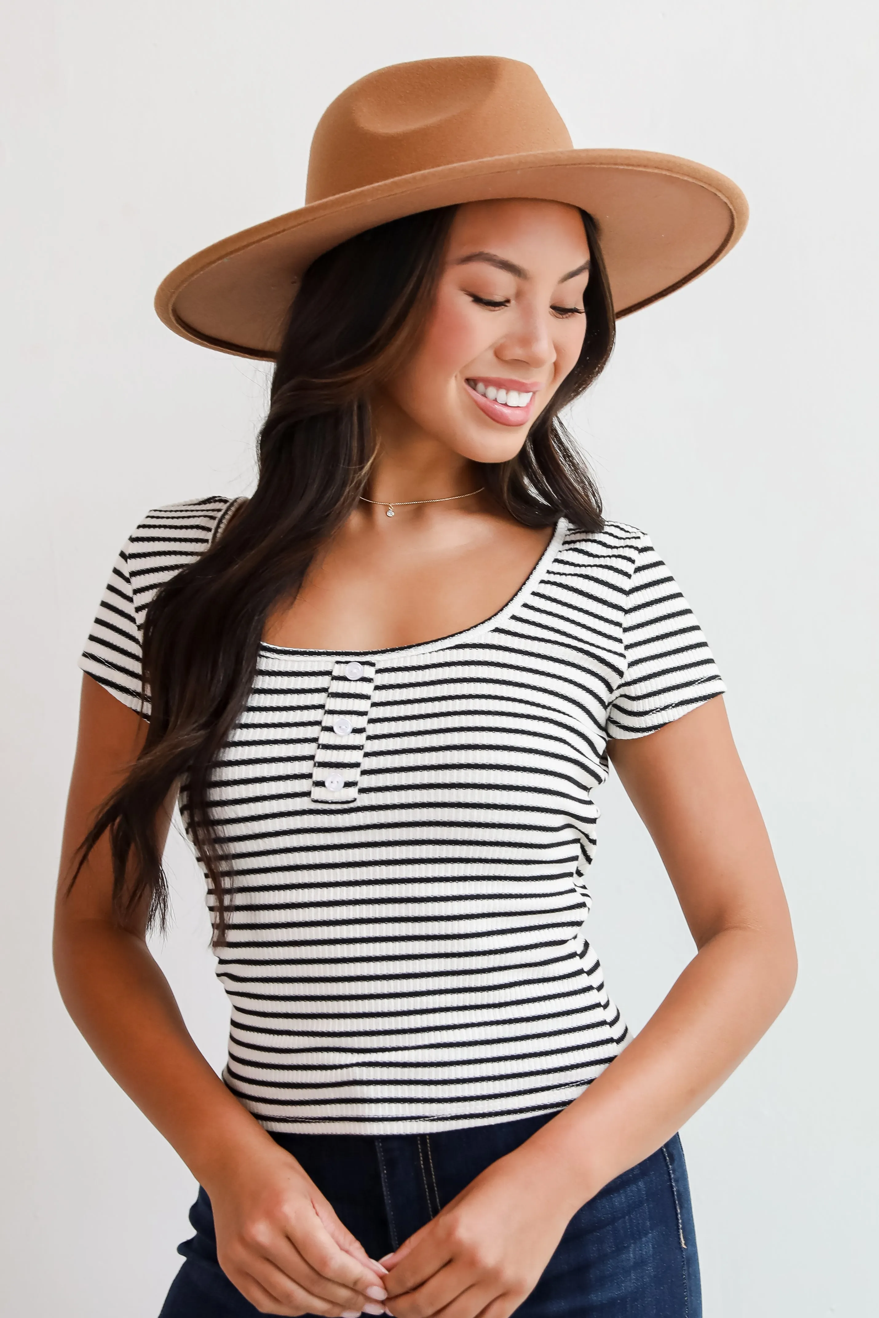 Envied Comfort Ivory Striped Knit Top - DU DEAL