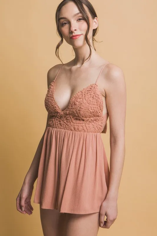 Erica Lace Romper (Persimmon)