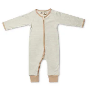 Fibre for Good Long Sleeve Zip Romper - Stripes