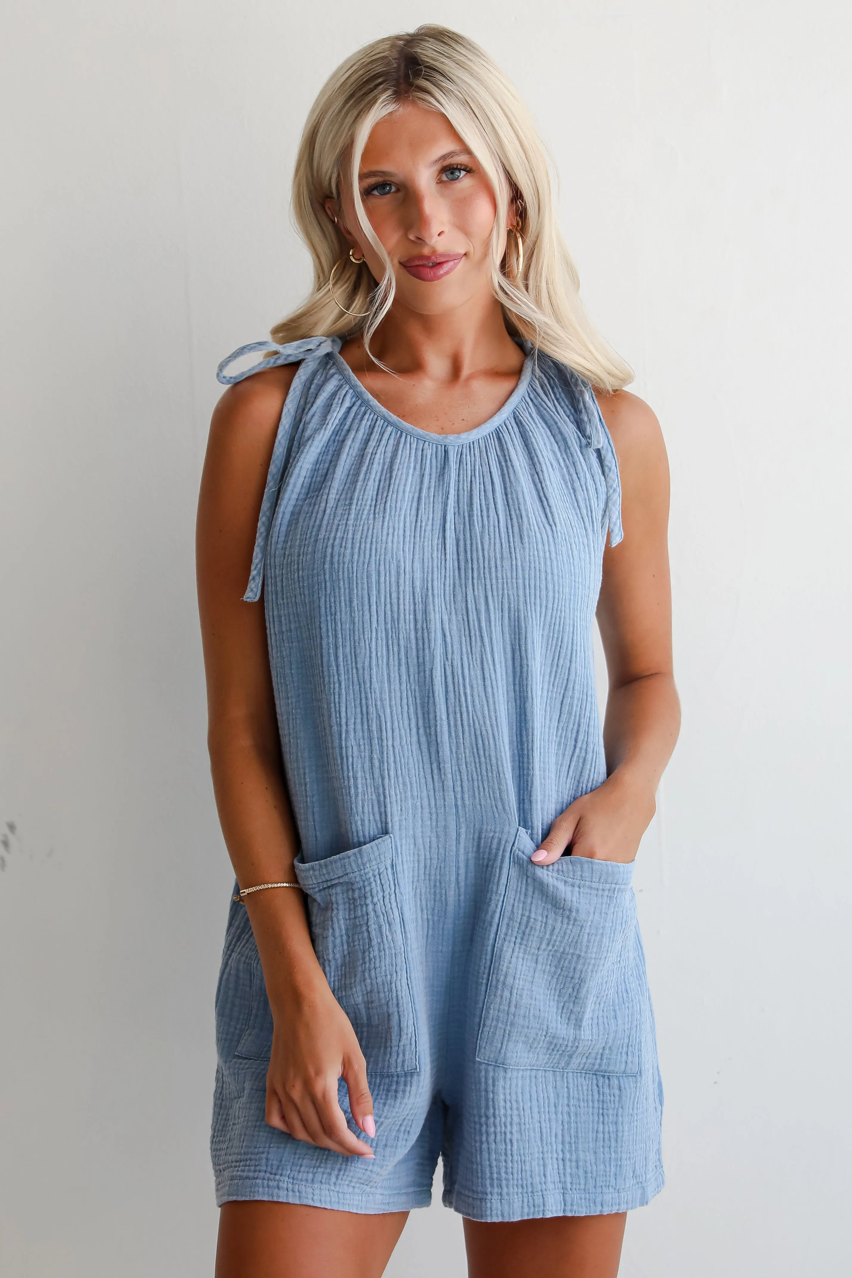 FINAL SALE - Essential Aspect Denim Linen Romper