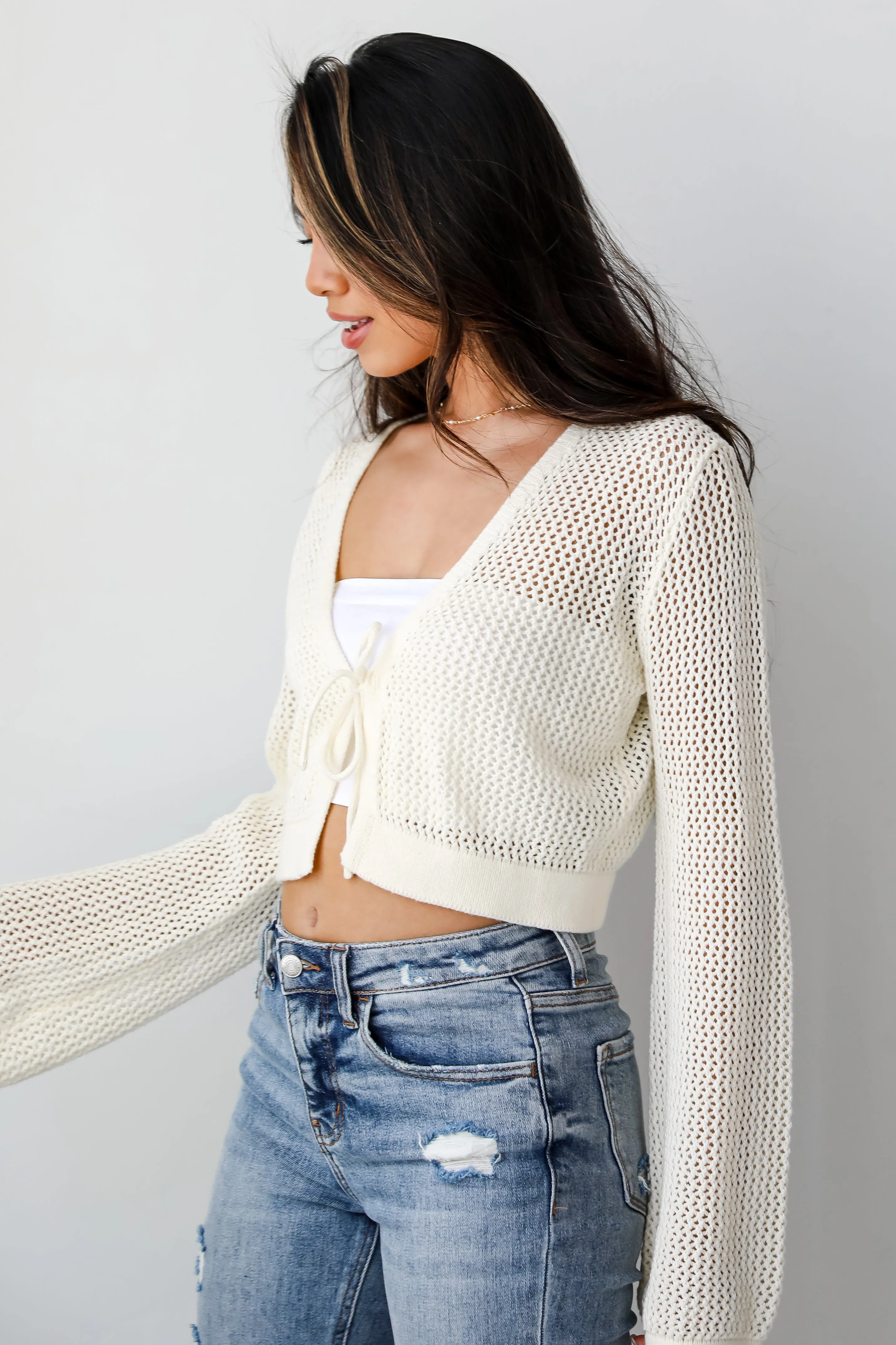 FINAL SALE - Festive Vibes Ivory Crochet Knit Top