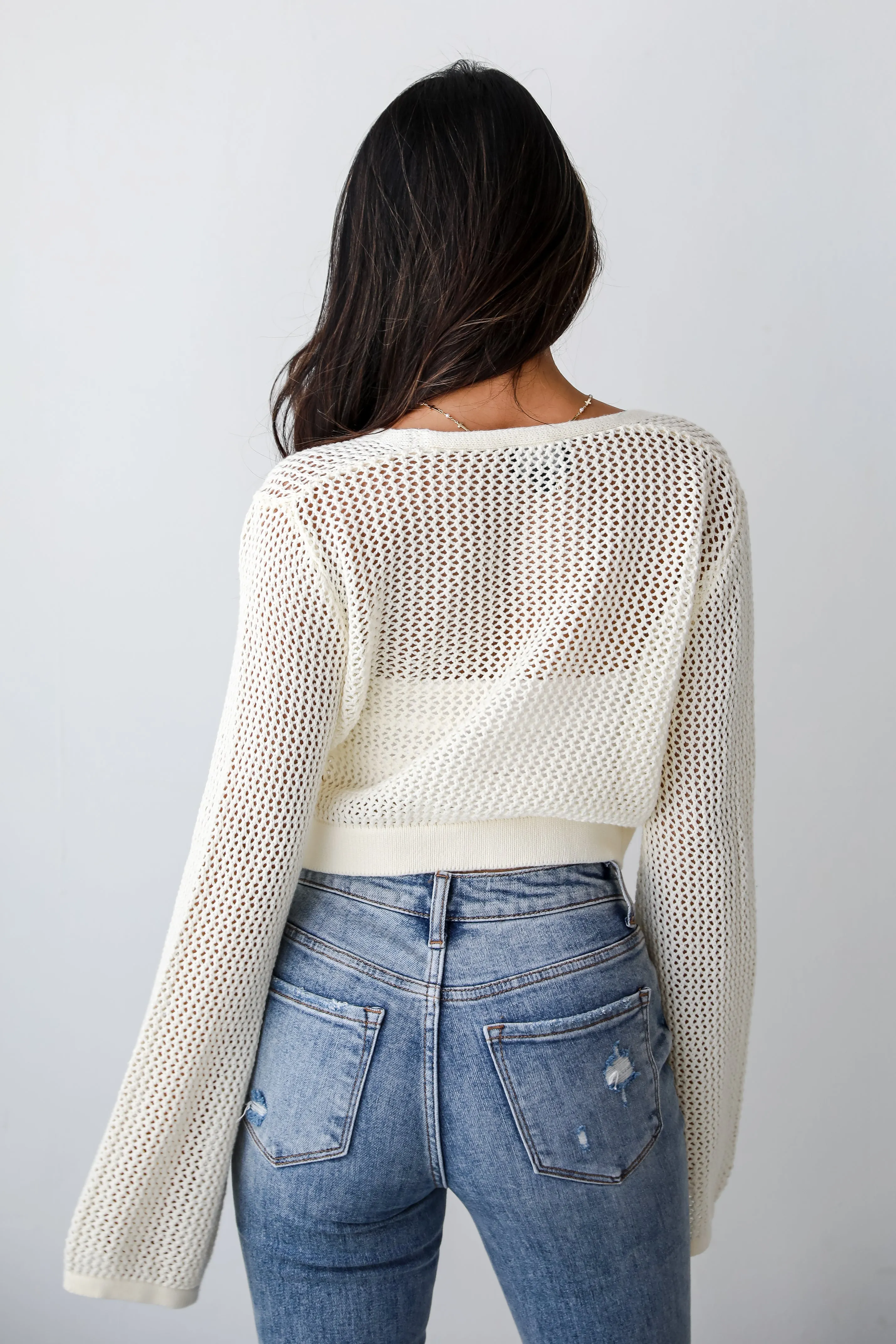 FINAL SALE - Festive Vibes Ivory Crochet Knit Top