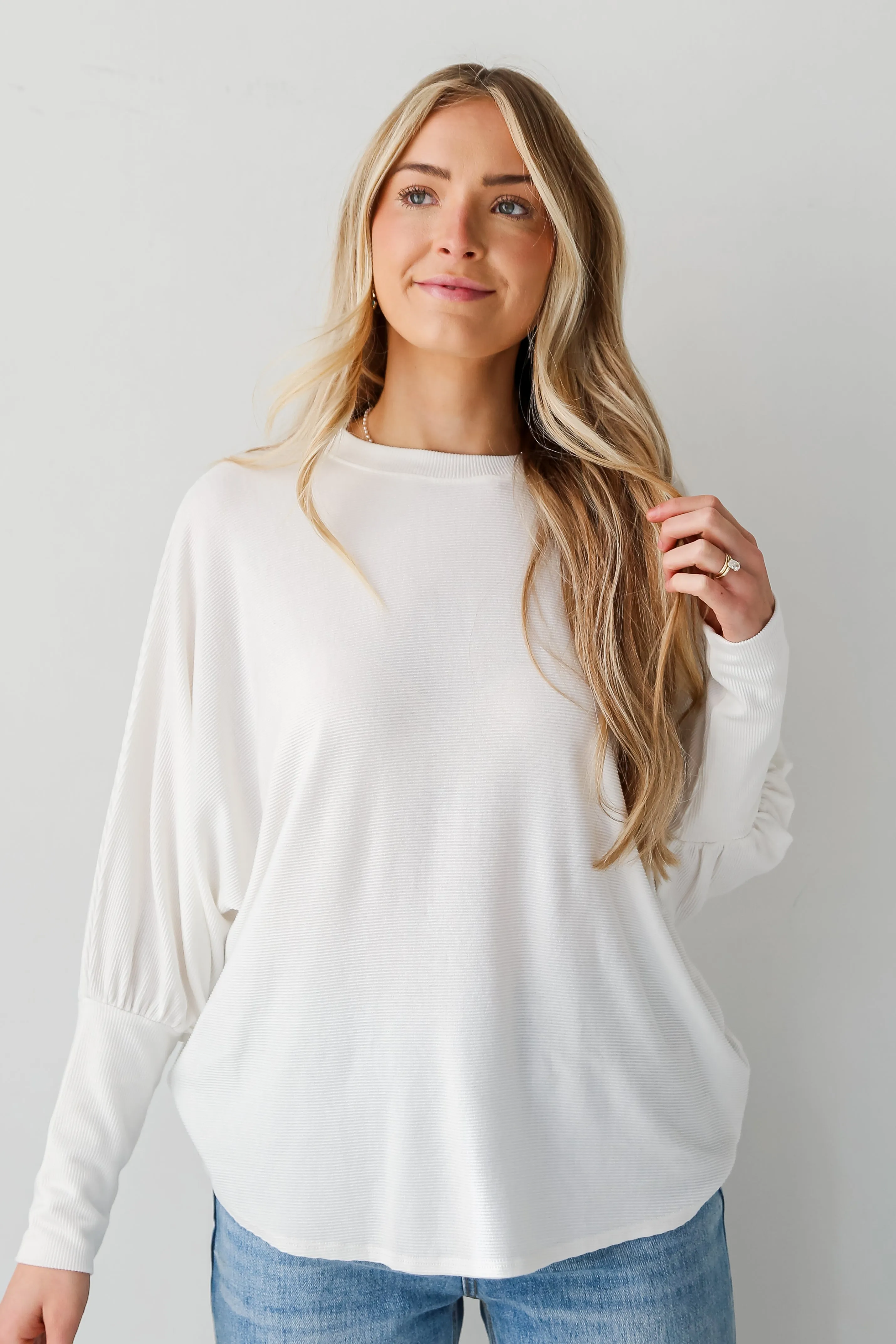 FINAL SALE - Forever Comfy Ivory Ribbed Knit Oversized Top