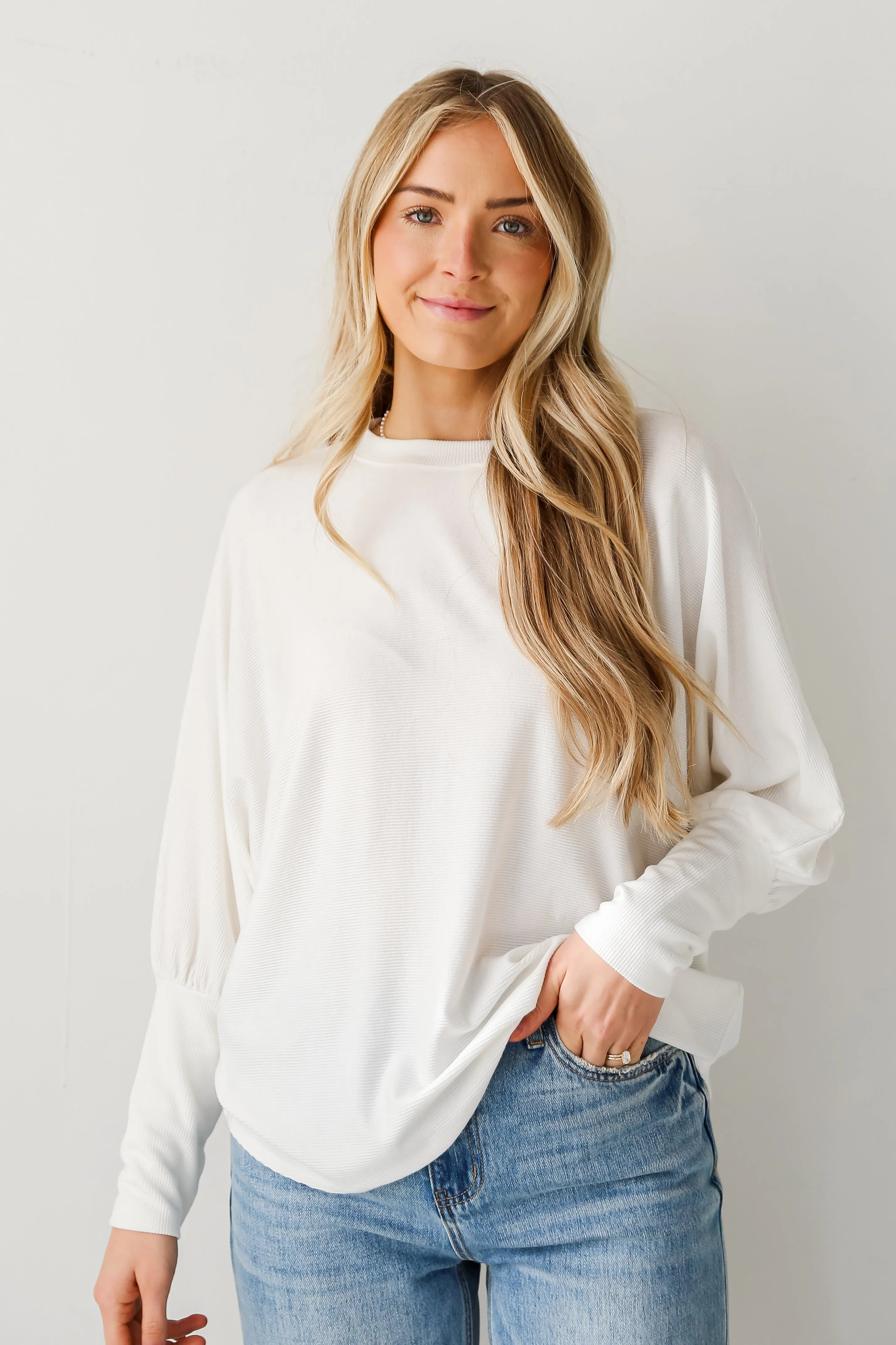 FINAL SALE - Forever Comfy Ivory Ribbed Knit Oversized Top