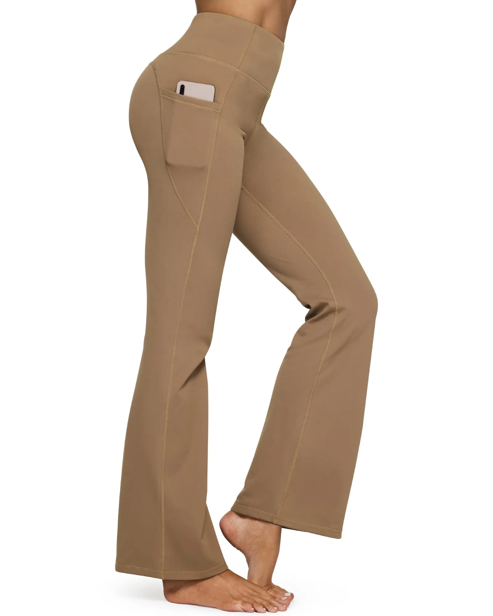 Fleece Lined High-Waist Casual Flare Pants