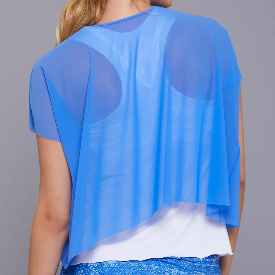 Floral Knit Layer Top (blue mesh)