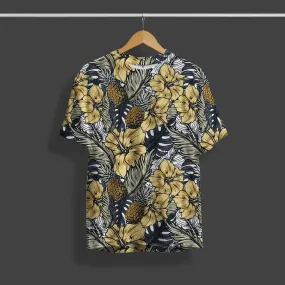 Floral Pattern Front Back Print T-Shirt