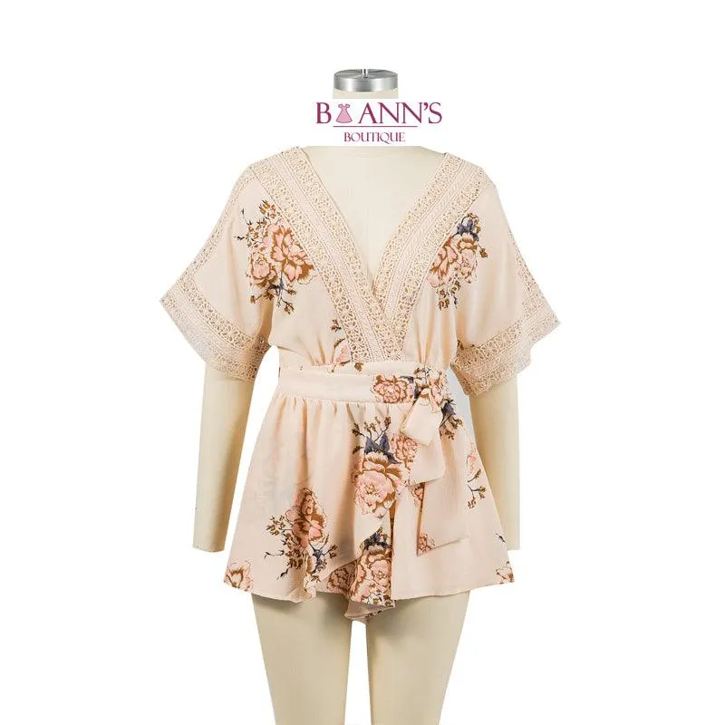 FLORAL WRAP CROTCHET TRIM ROMPER