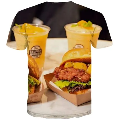 Food T shirts Men Hamburger Tshirts Casual Funny Tshirt Printed Leisure Tshirts Novelty Harajuku T-shirts Graphic Short Sleeve