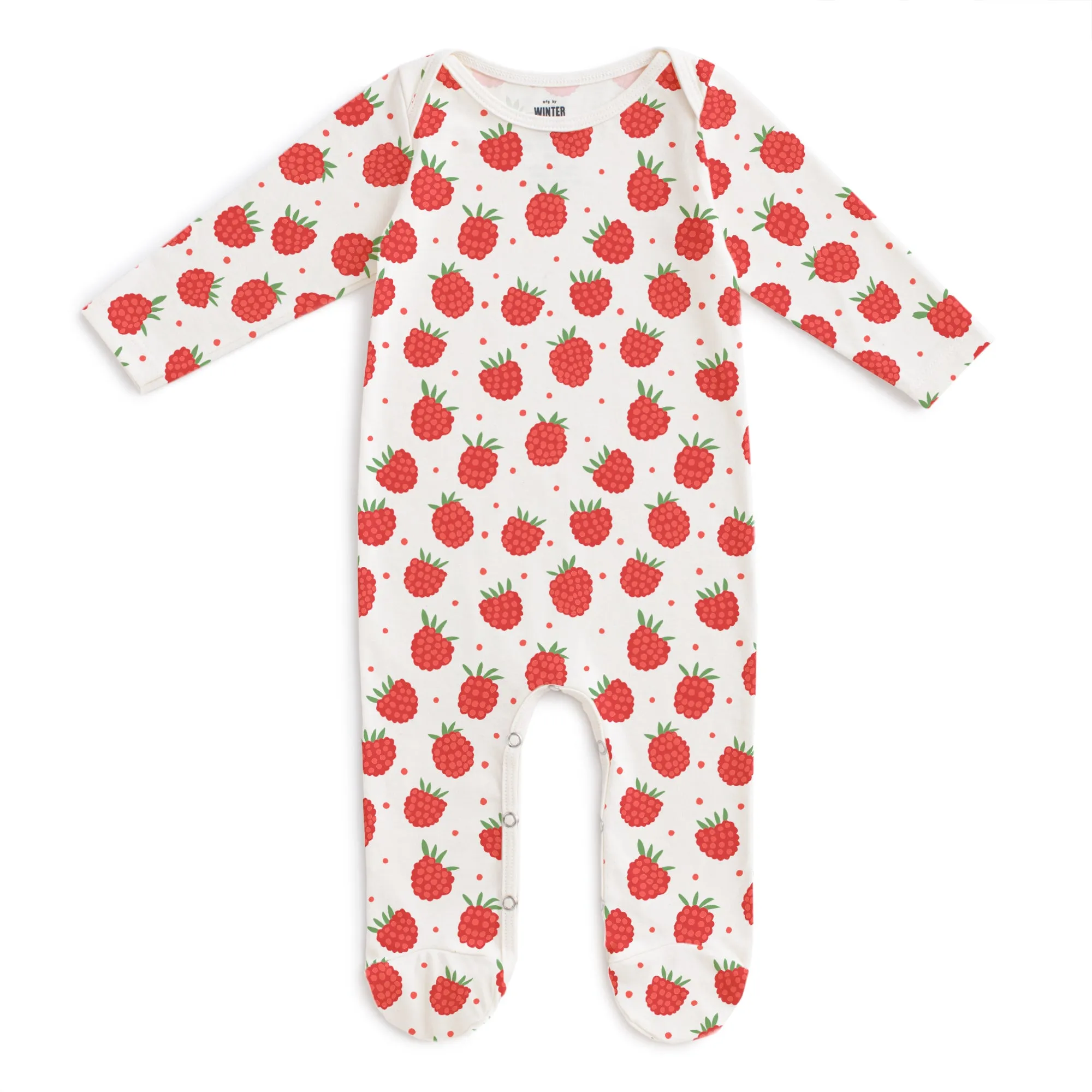 Footed Romper - Raspberries Natural