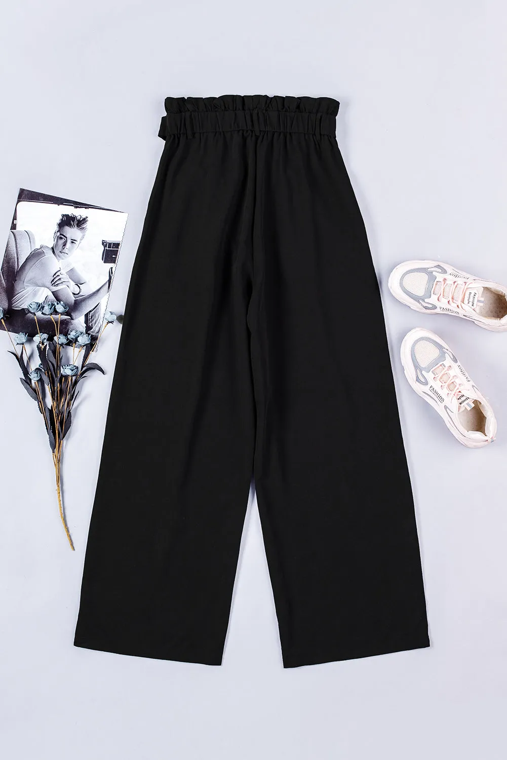 Frilled High Waist Wide Leg Pants