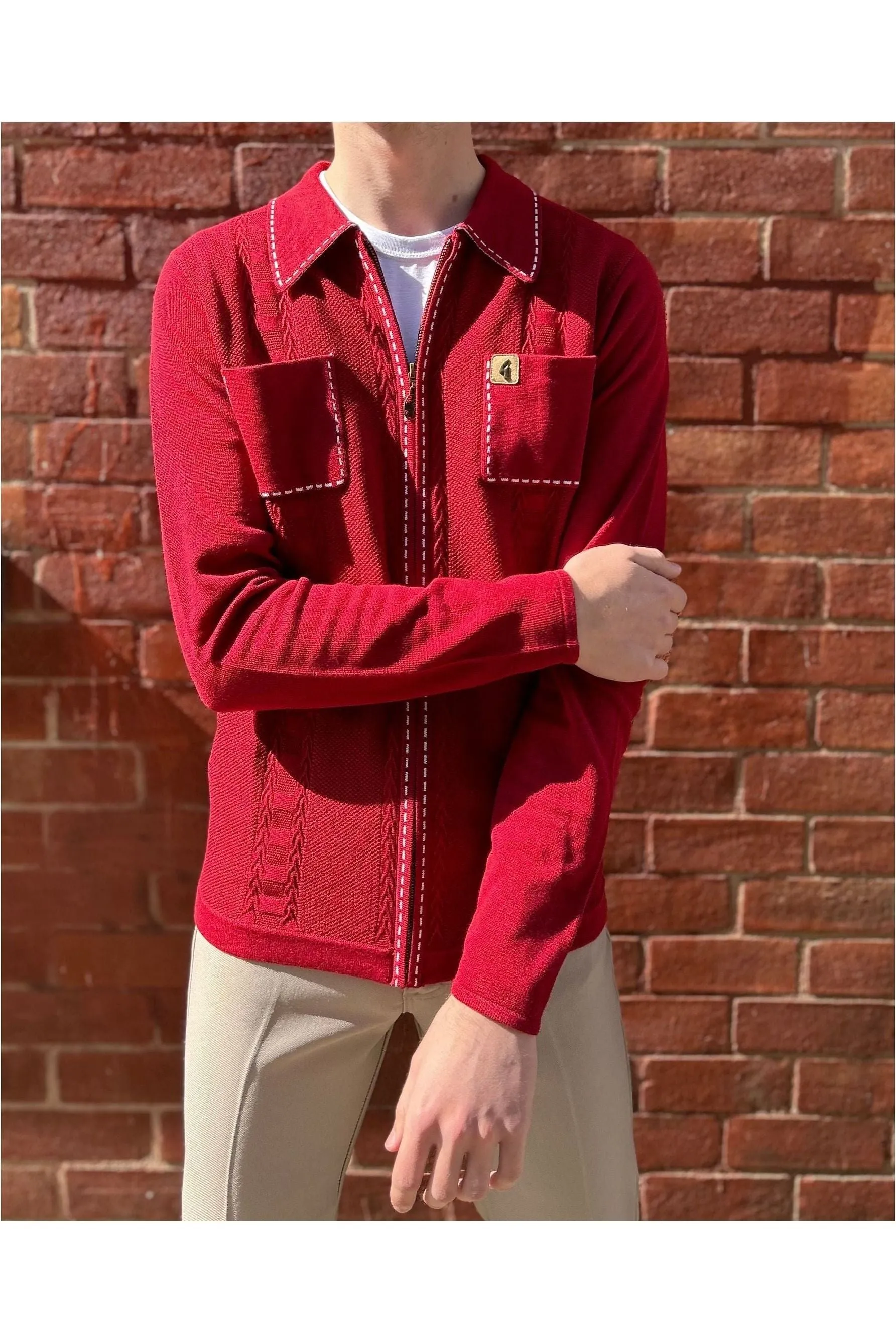 Gabicci Vintage - Serge Cherry Zip - Polo Knit