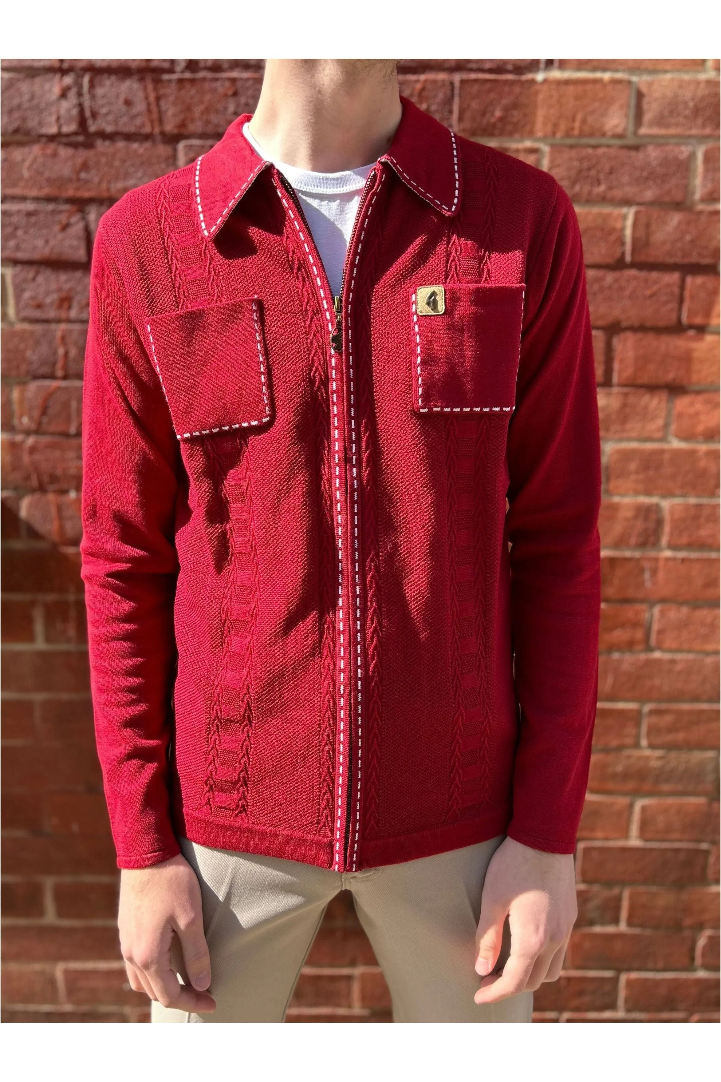 Gabicci Vintage - Serge Cherry Zip - Polo Knit