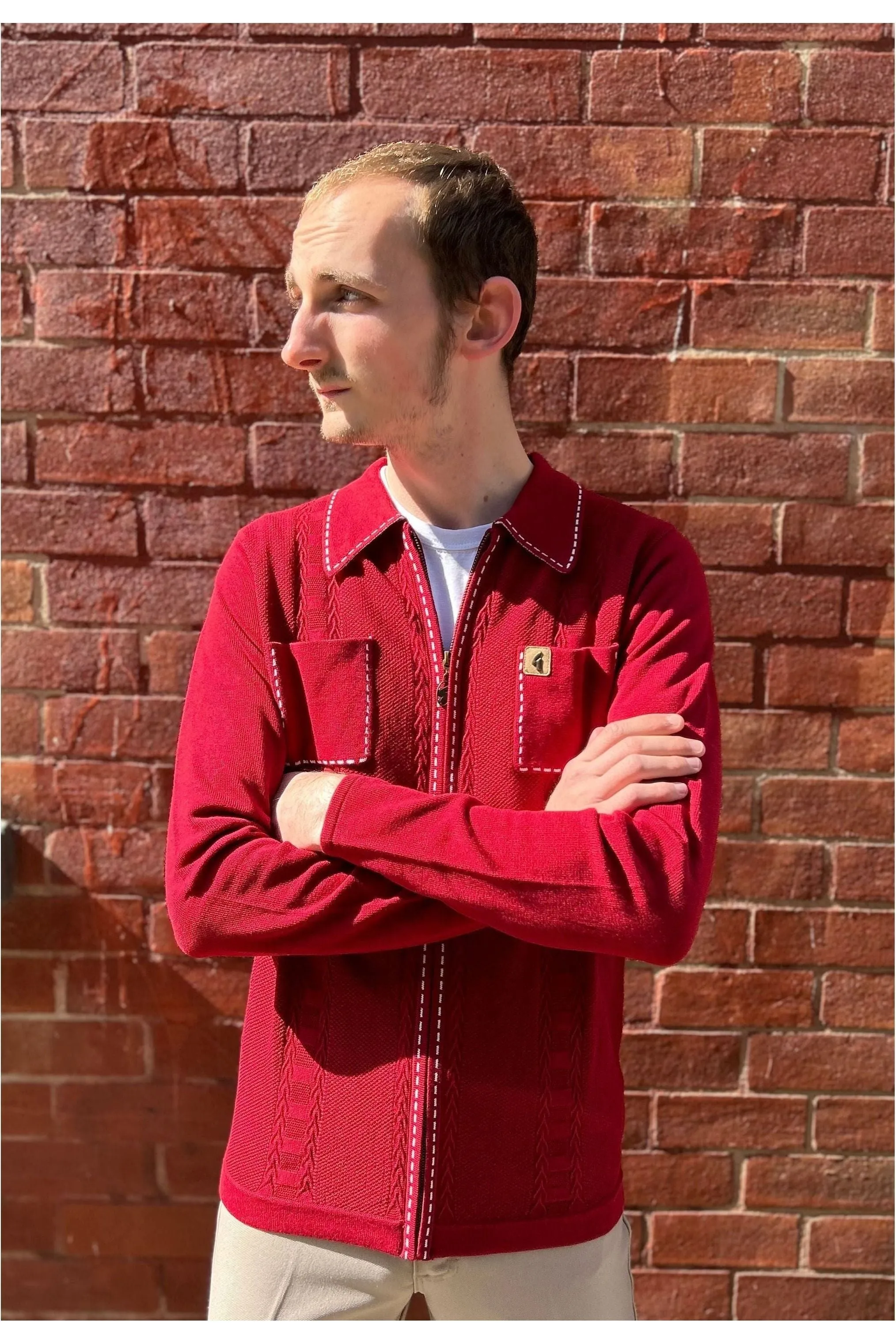 Gabicci Vintage - Serge Cherry Zip - Polo Knit