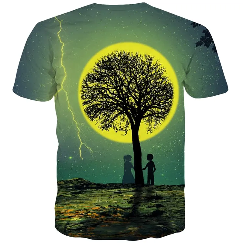 Galaxy T shirts Men Moon Tshirt Anime Lightning T shirts Funny Tree Tshirt Printed Love Shirt Print