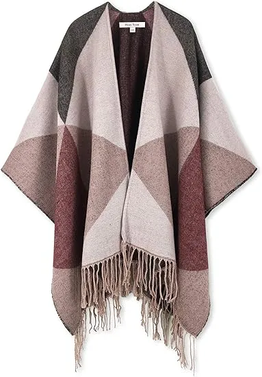 Glacier Grey Winter Chic Plaid Poncho Cardigan