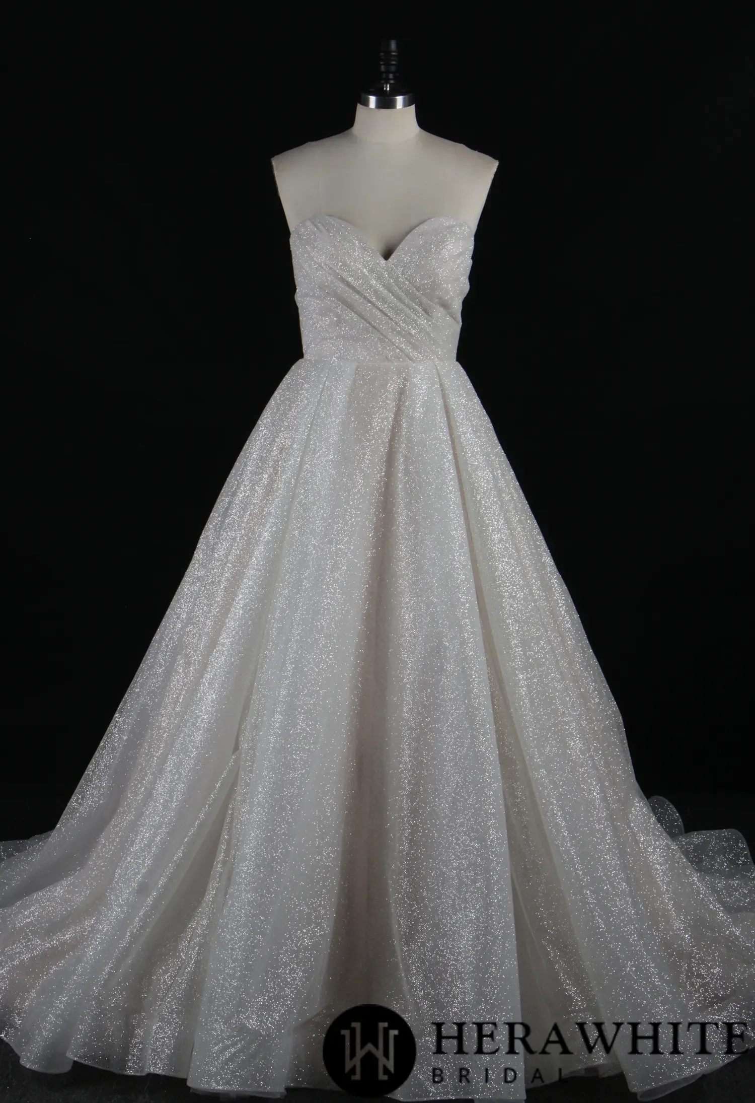 Glitter Strapless Sweetheart Pleated Wedding Dress